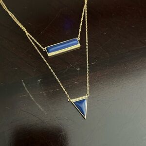 Retired Vintage Stella & Dot Element Necklace Lapis Blue Gold Versatile Layered